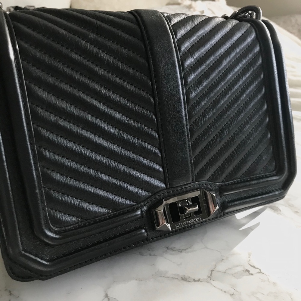 Rebecca MInkoff Black Leather Chevron Bag